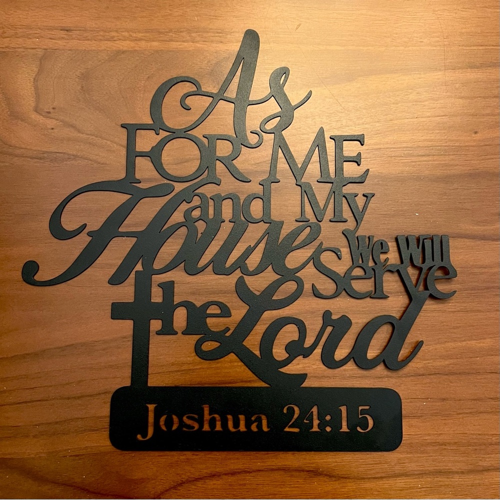 Bible Verse Metal Wall Decor, As for me and my house we will serve the Lord - Picture 2 of 6